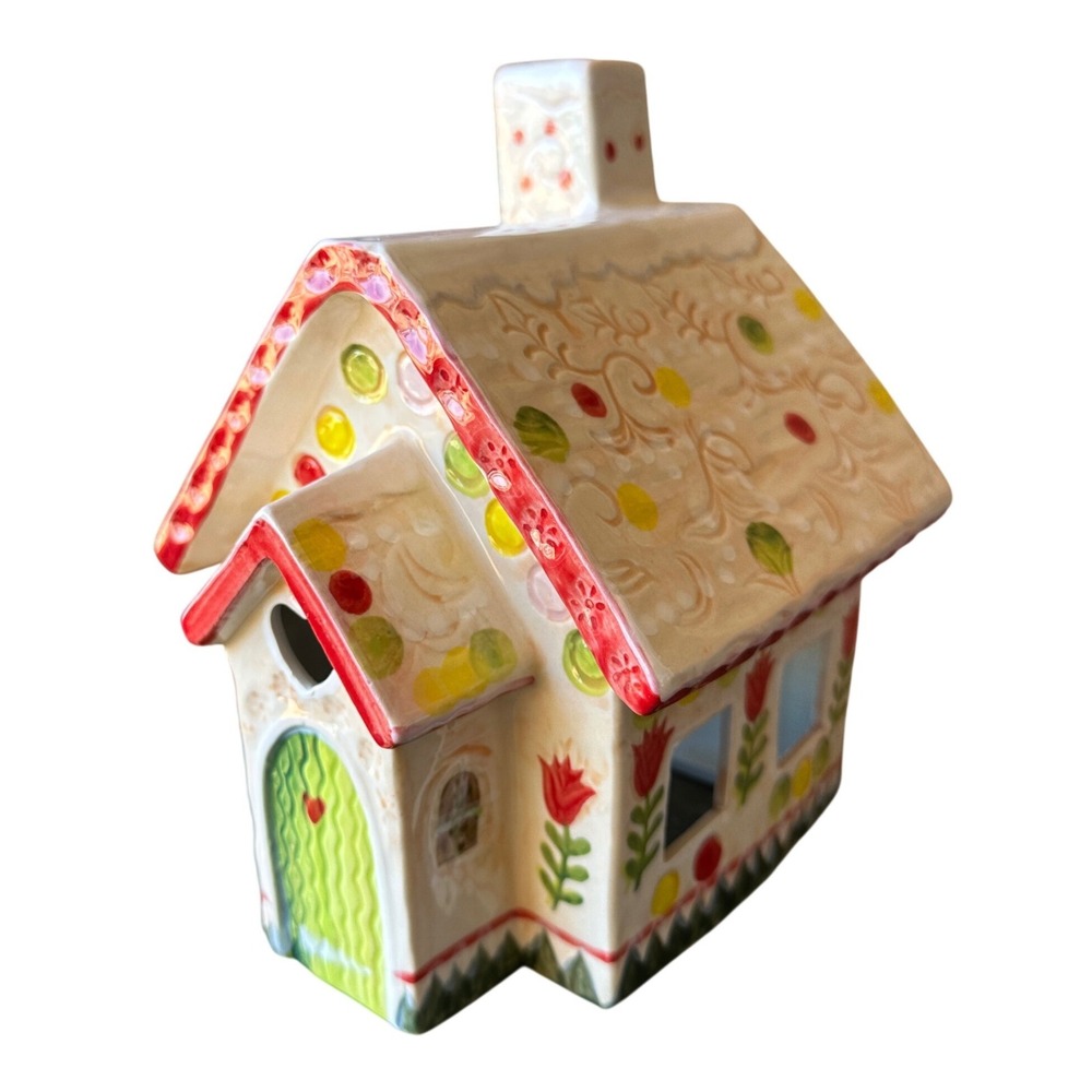 Nathalie Lete x Angele for Anthropologie Ceramic Gingerbread House Candle Holder